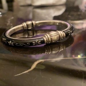 Brighton black lacquer bracelet with white design